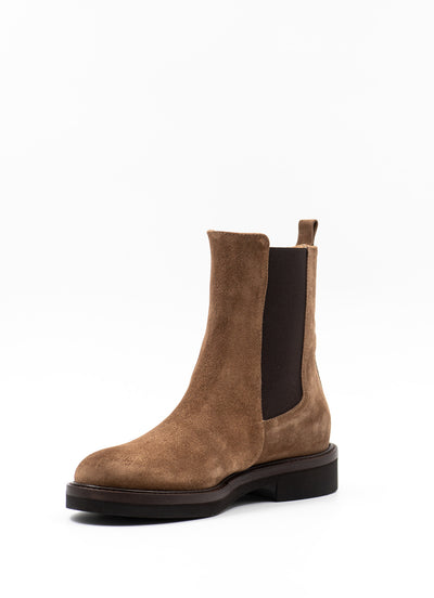 Camel suede ankle boots