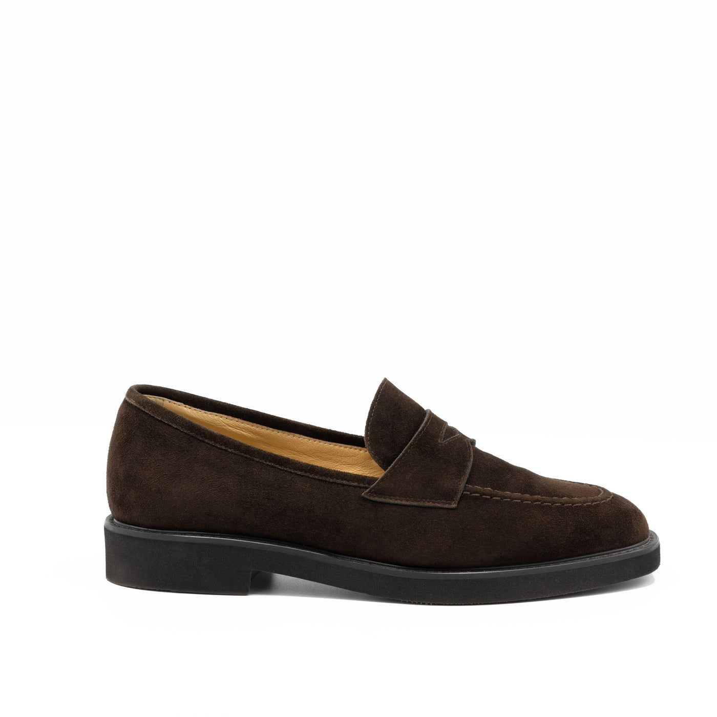 Women's brown suede leather penny loafers