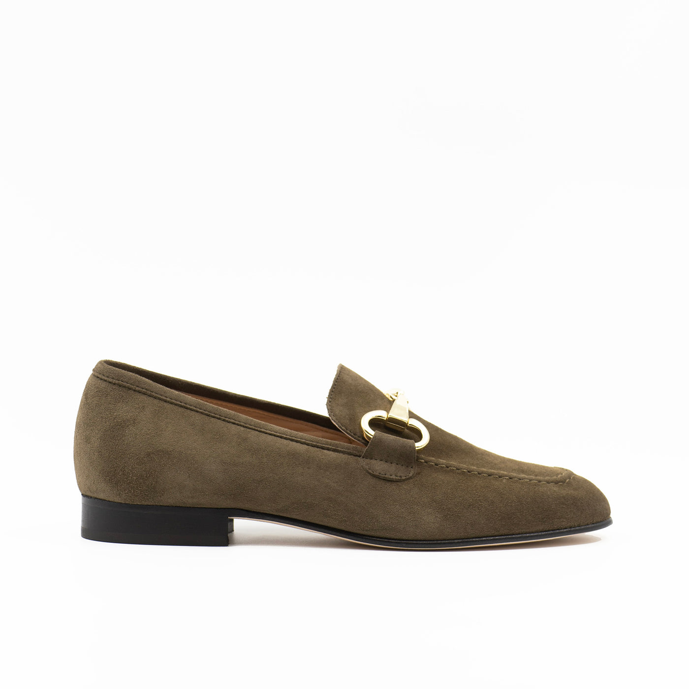 Horsebit Loafer in Green Suede