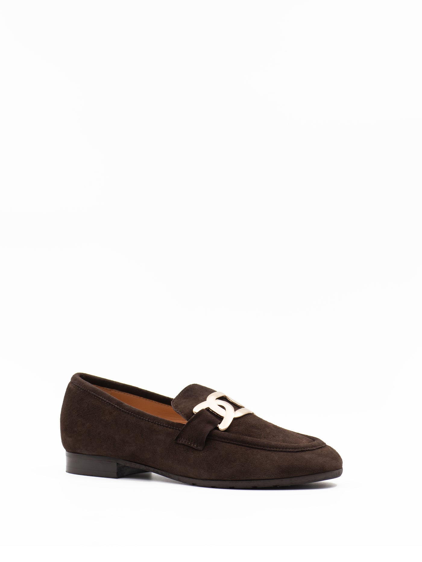 Embellished brown suede loafers