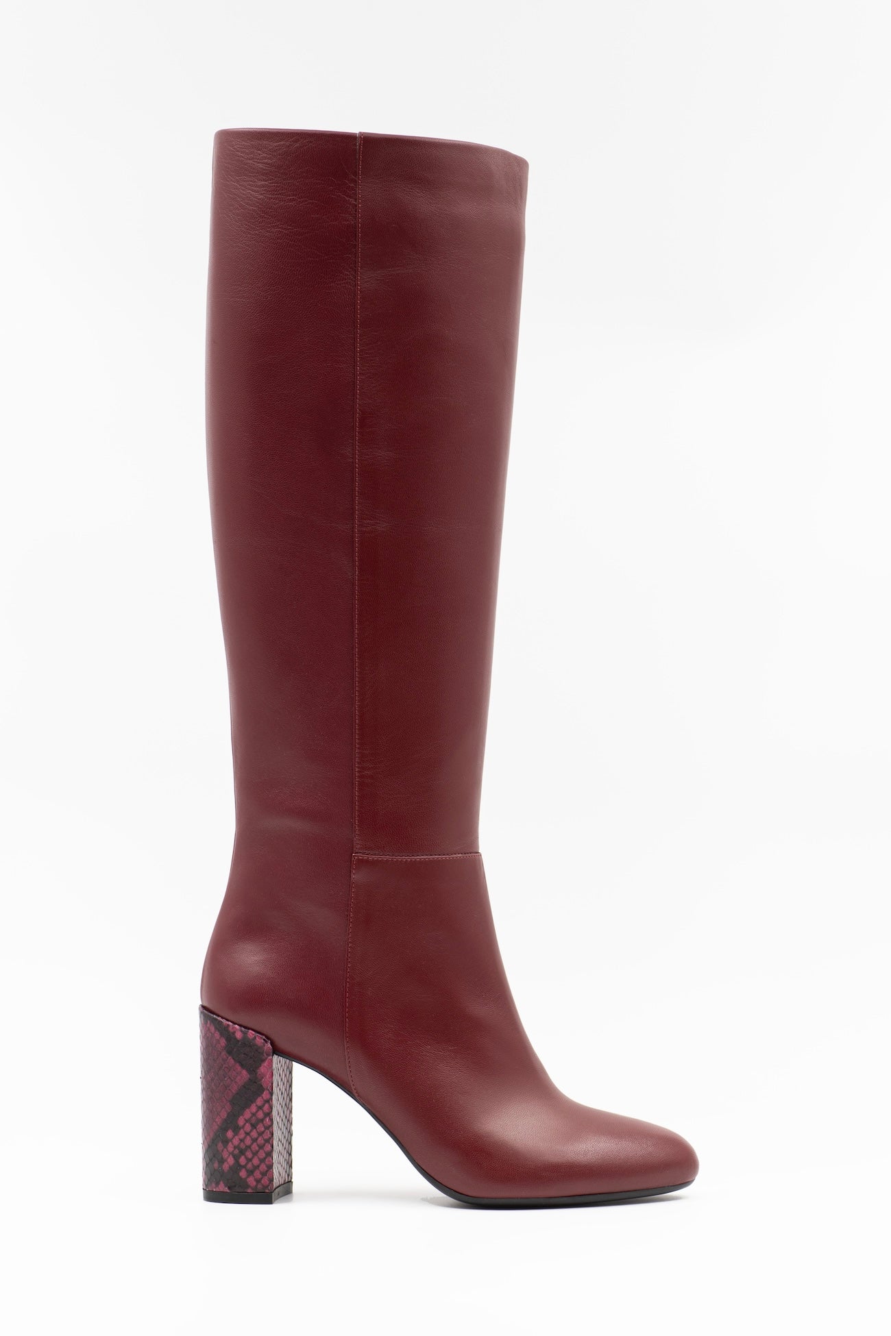 Burgundy leather boots