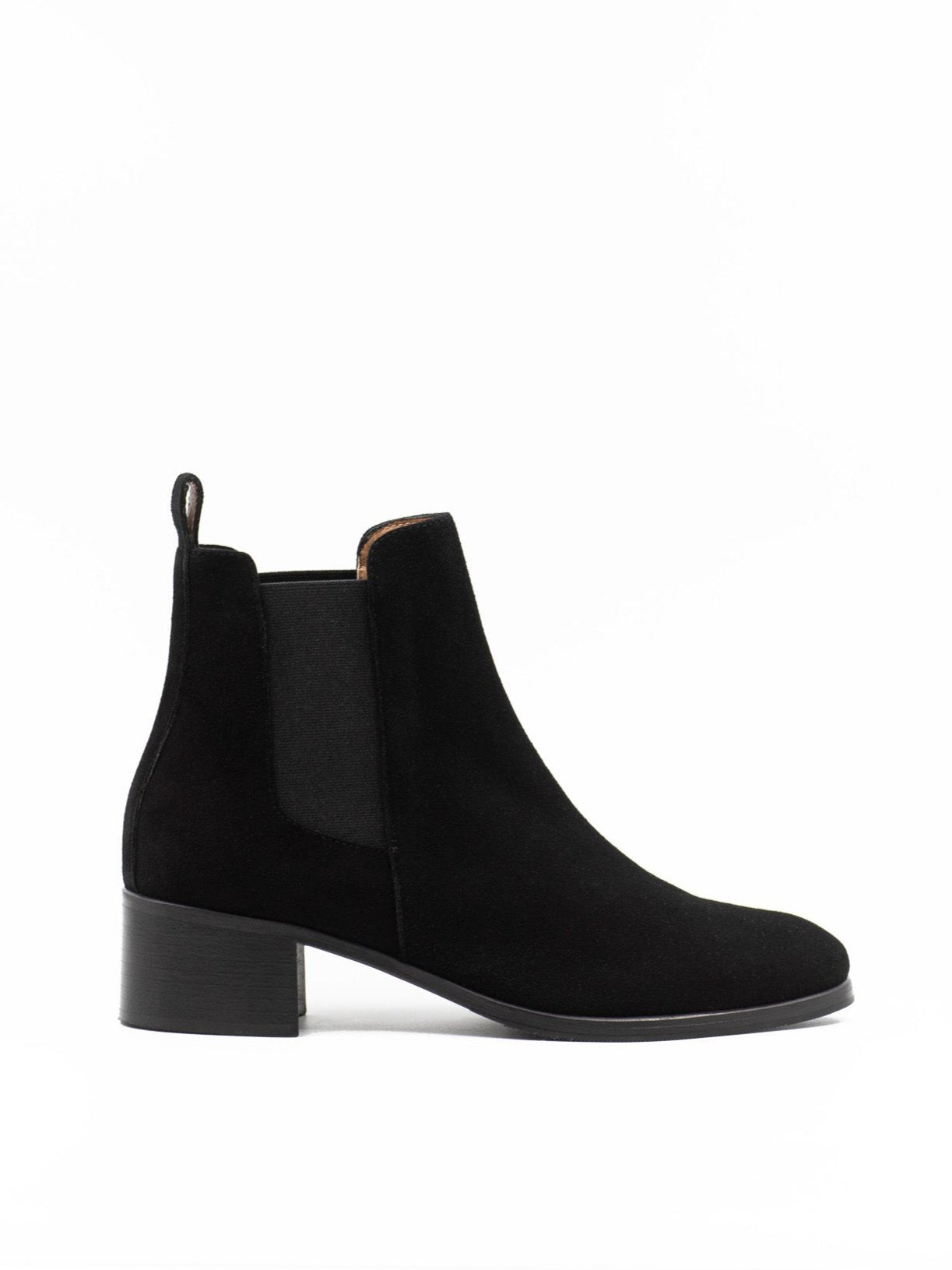 Women's black suede chelsea boots