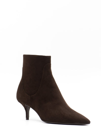 Kitten Heel Ankle Boots in Brown Suede