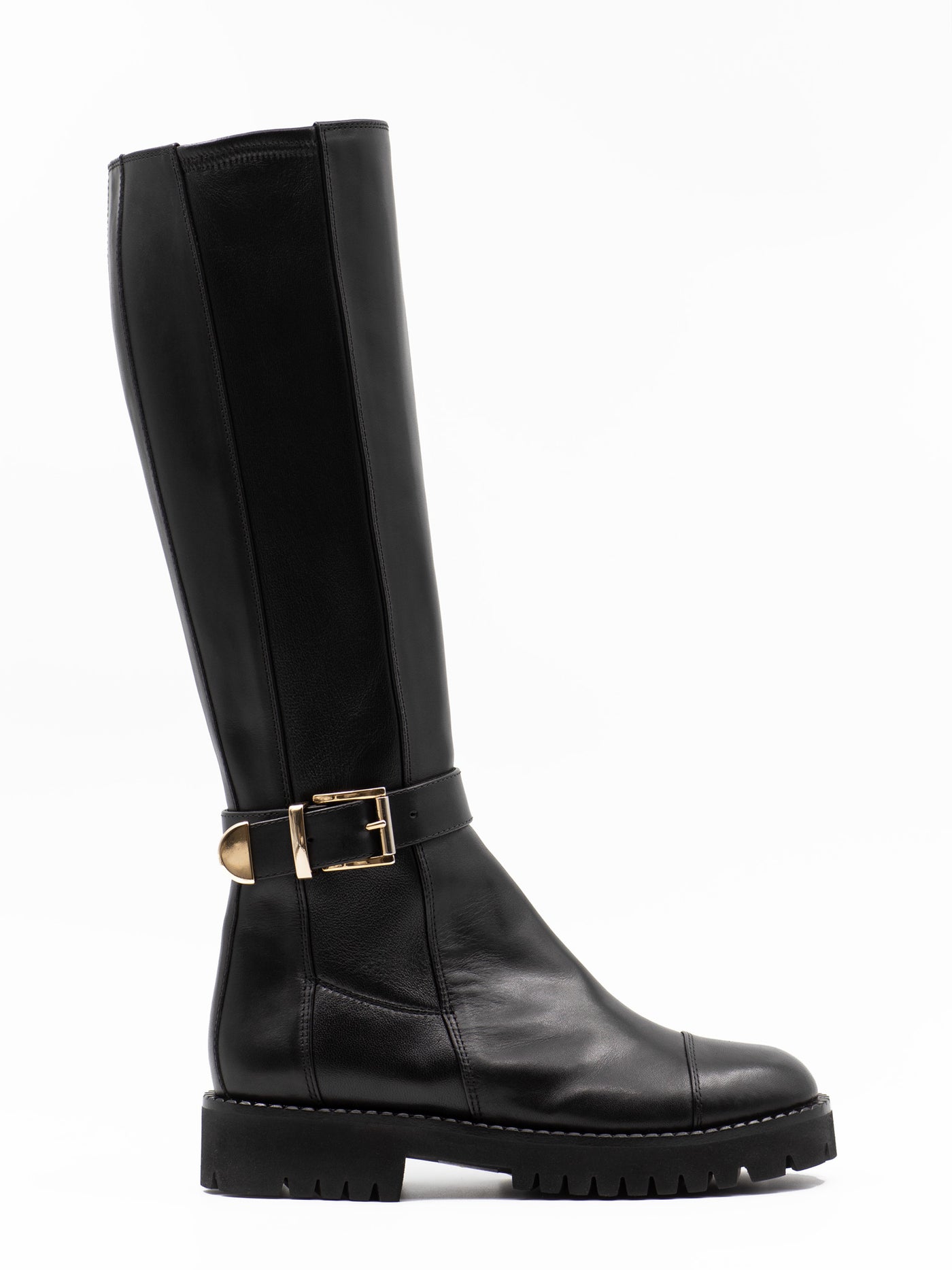 Knee-high boots with buckle and Vibram sole