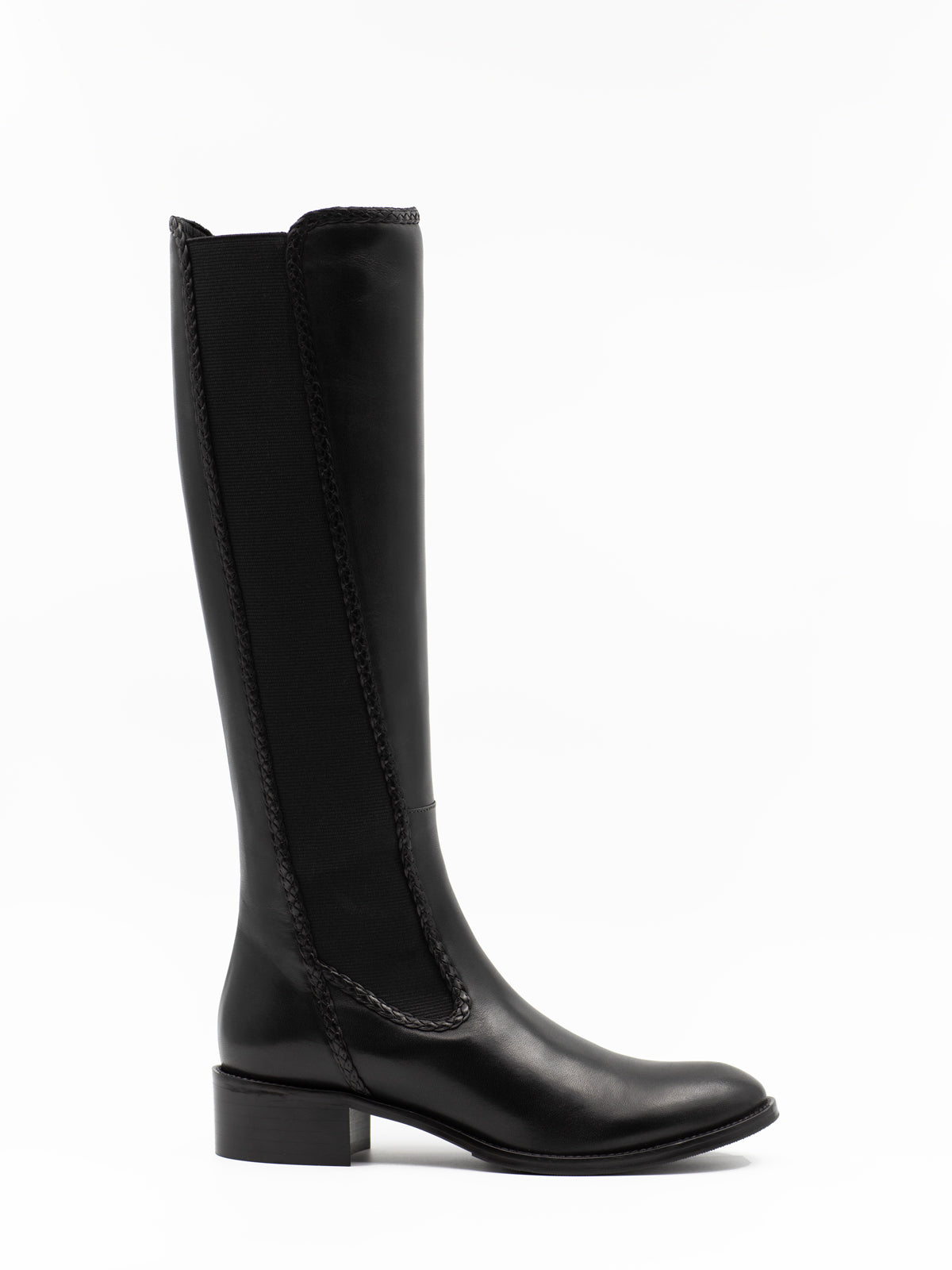 Leather Riding Boot with Stretch