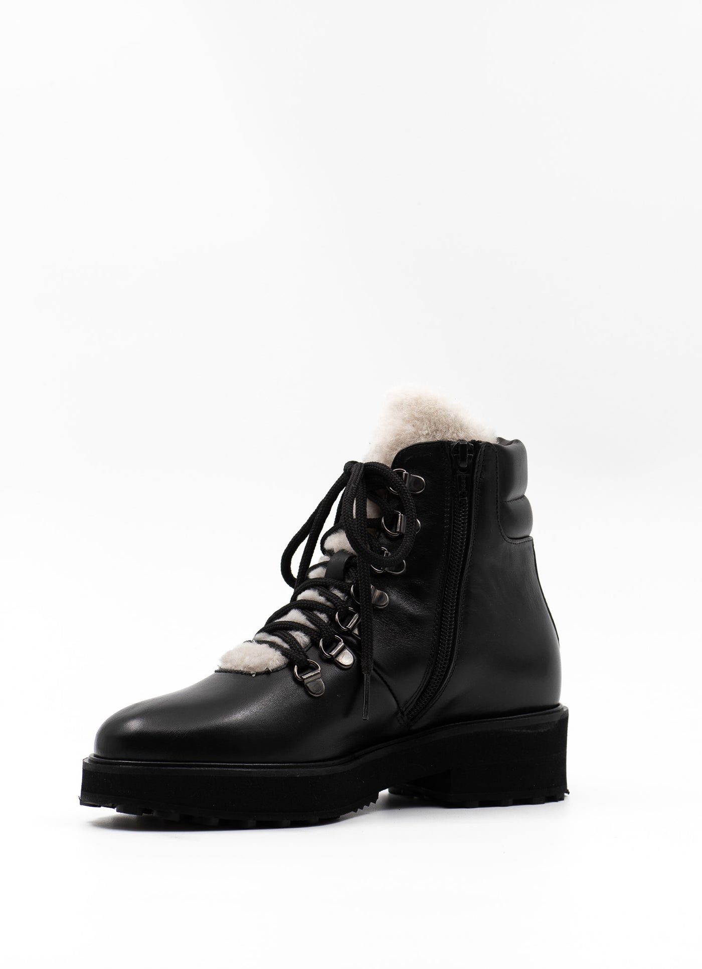 Shearling-Trimmed Ankle Boots