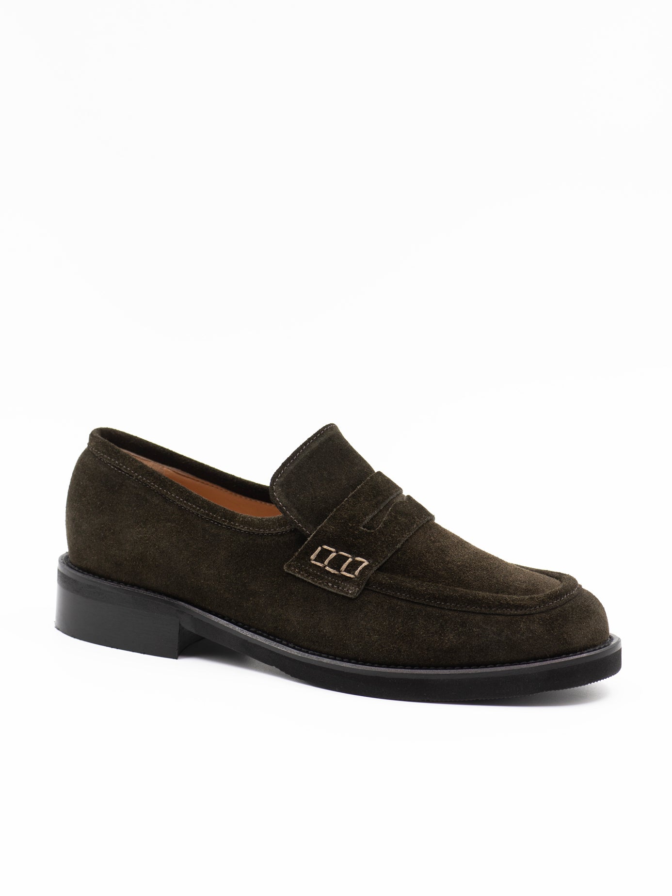 Loafers in green suede with rubber sole