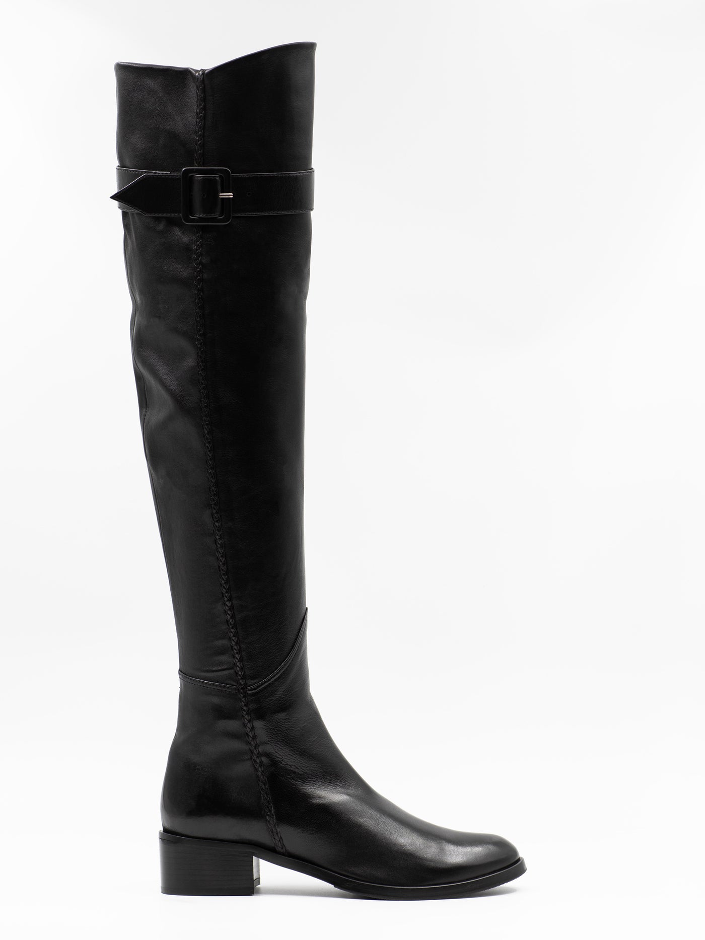 Over-the-knee boots in black leather