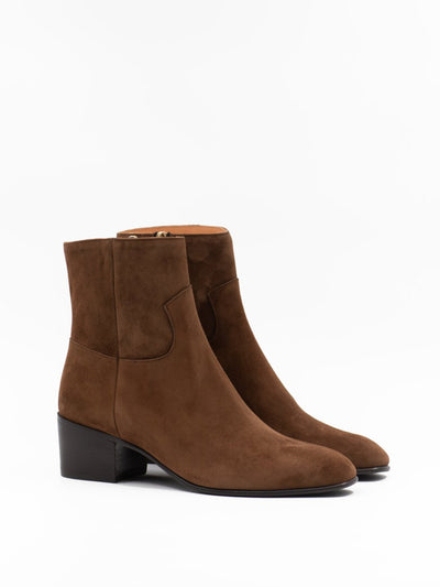 Brown suede leather ankle boots
