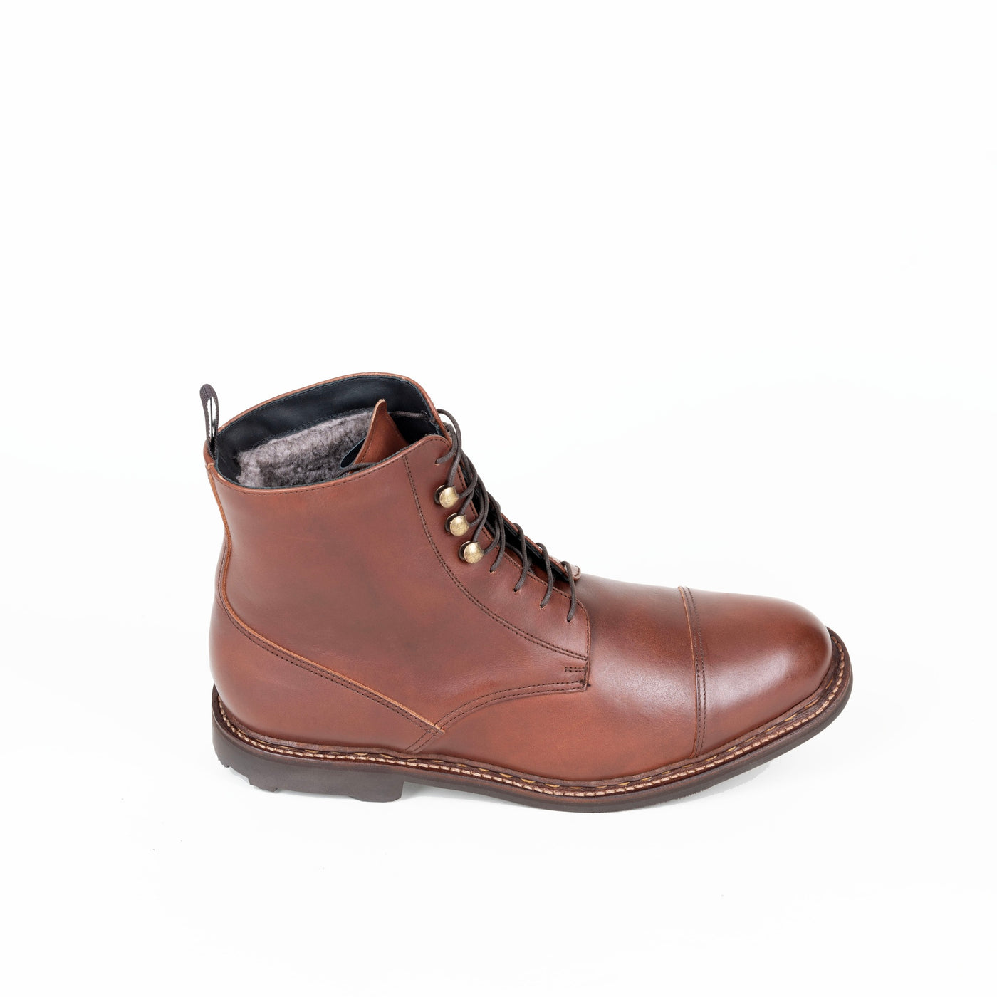 Brown Shearling-lined Derby Boots