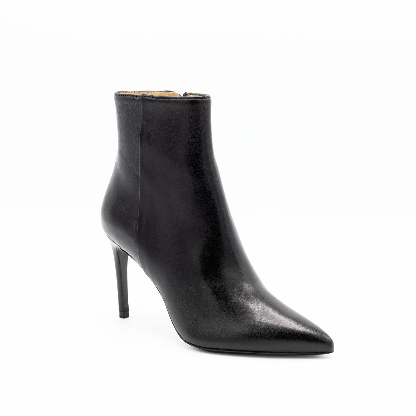 Black Leather Stiletto Ankle Boots