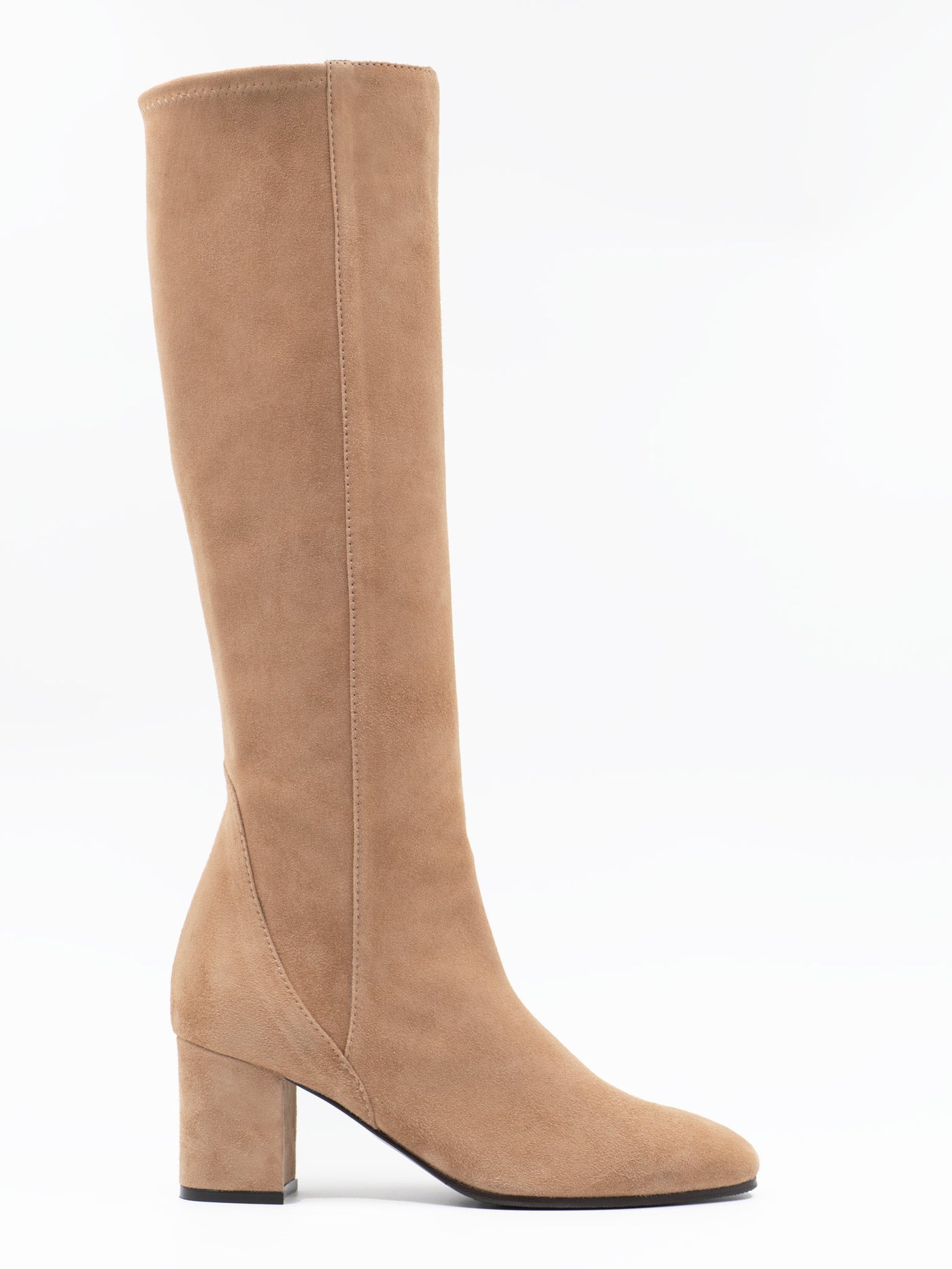 Suede stretch leather boots in beige
