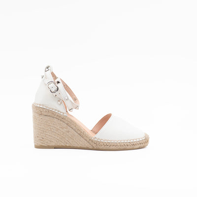 White wedge espadrille with studs