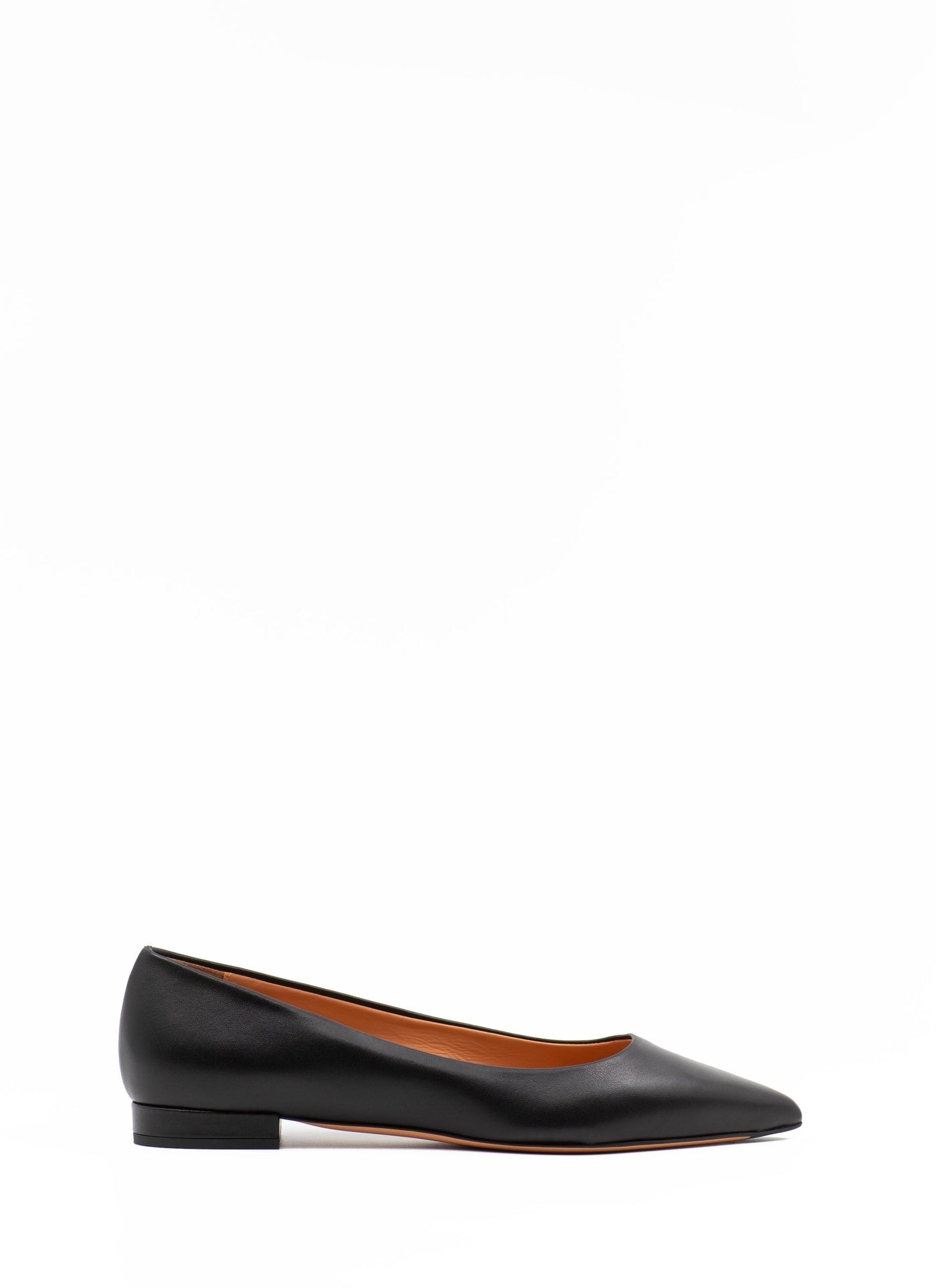 Point-toe ballet flat in black leather