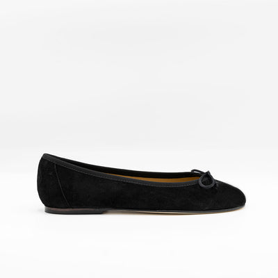 Black suede ballerina shoes