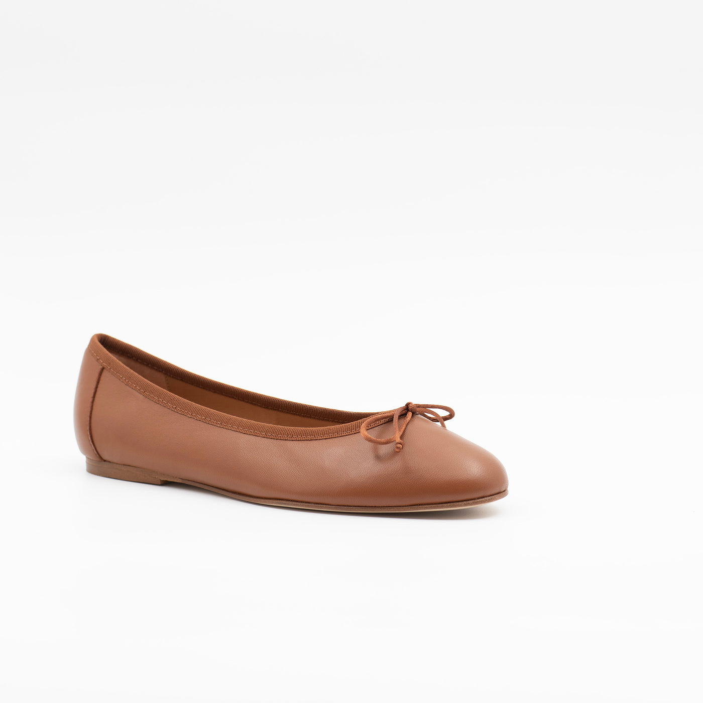 Ballet flat in brown leather
