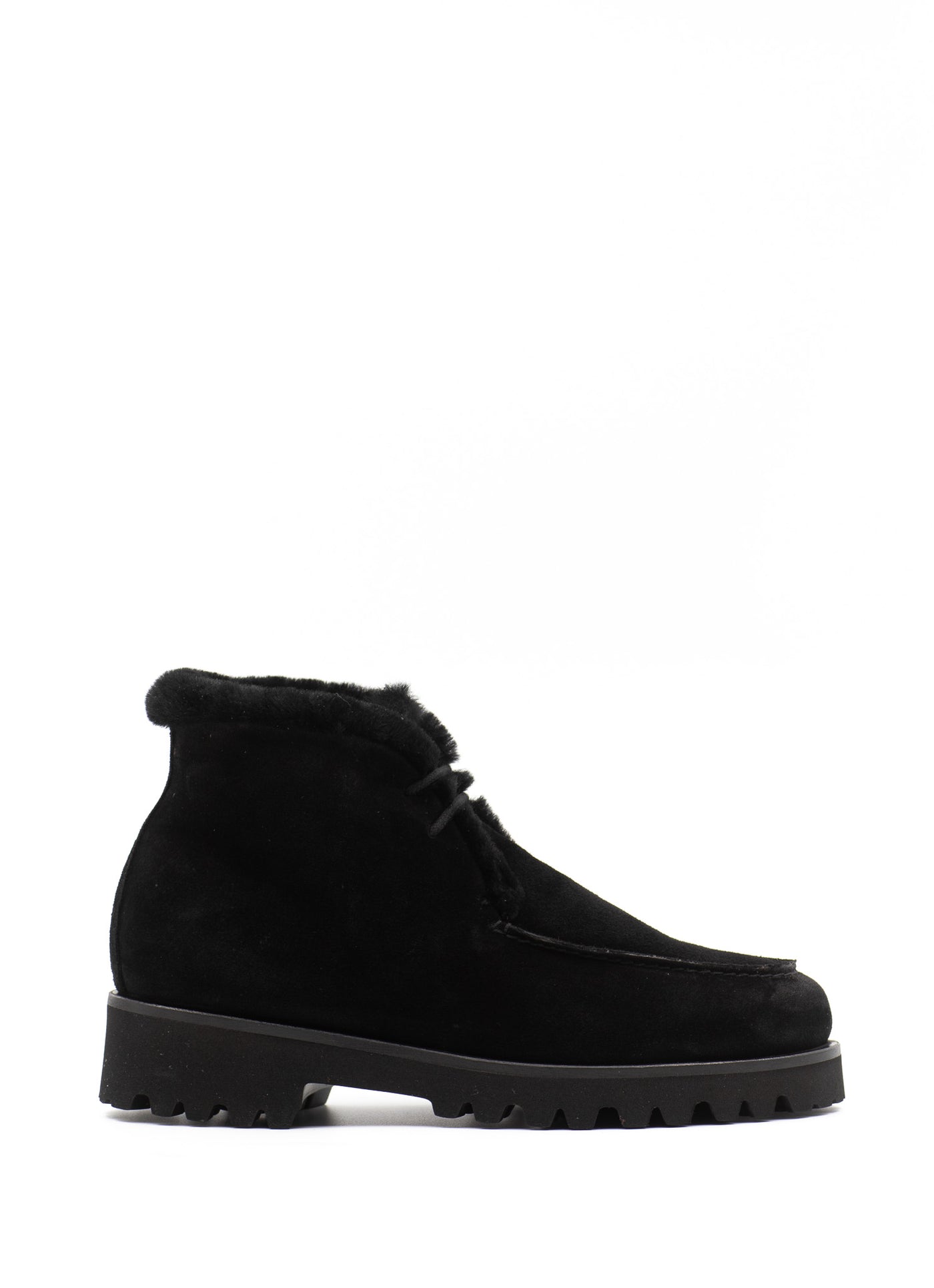 Shearling Desert Boots in Black Suede
