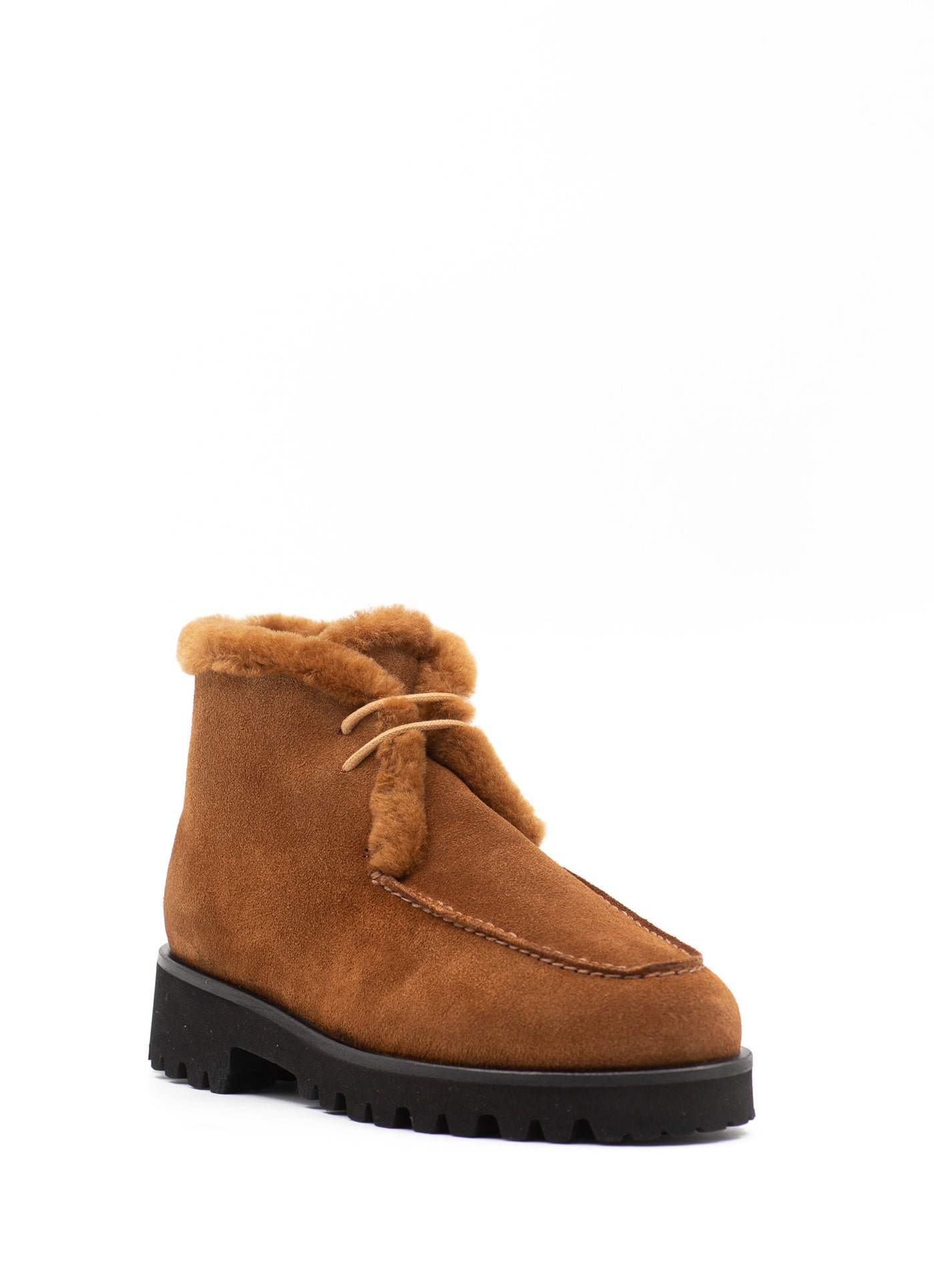 Shearling Desert Boots in Cognac Suede