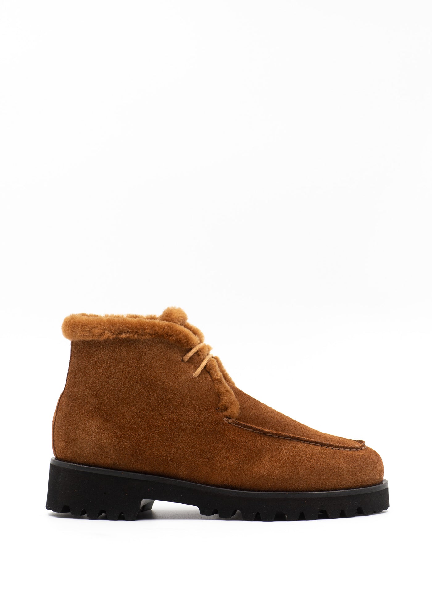 Shearling Desert Boots in Cognac Suede