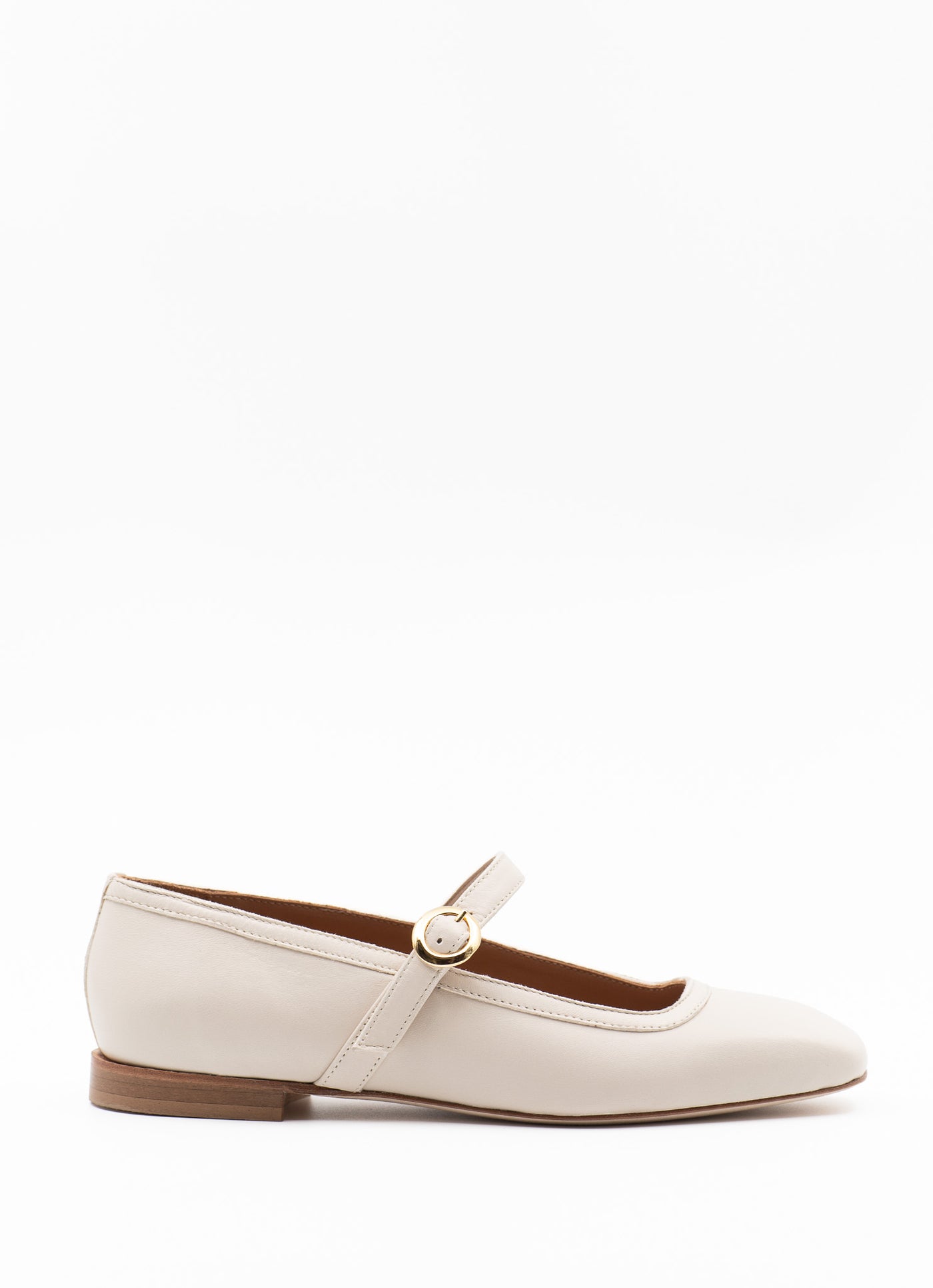 Square-toe Mary Jane in cream leather