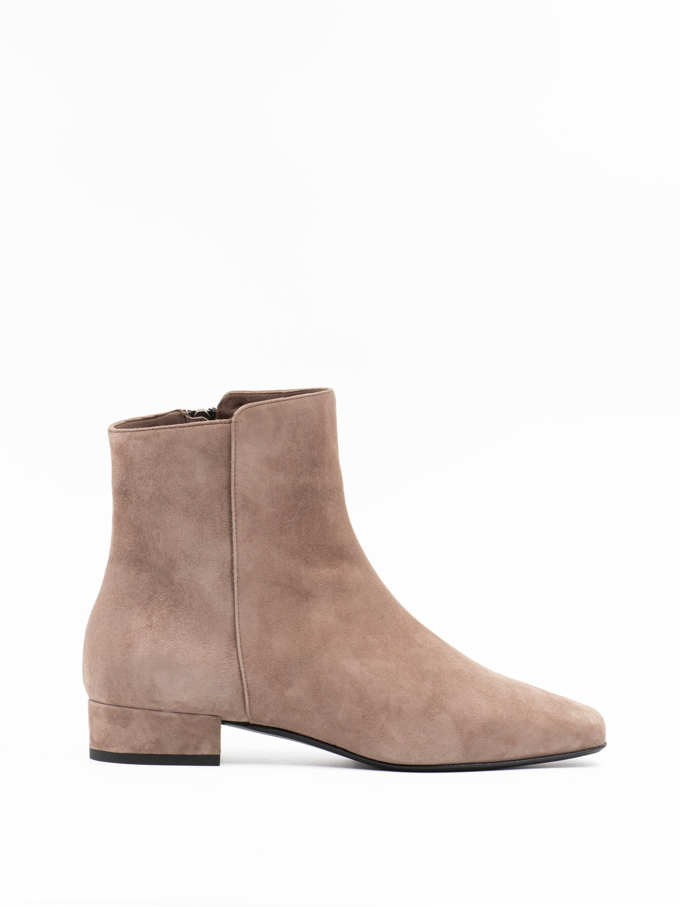 Square toe ankle boots in taupe suede