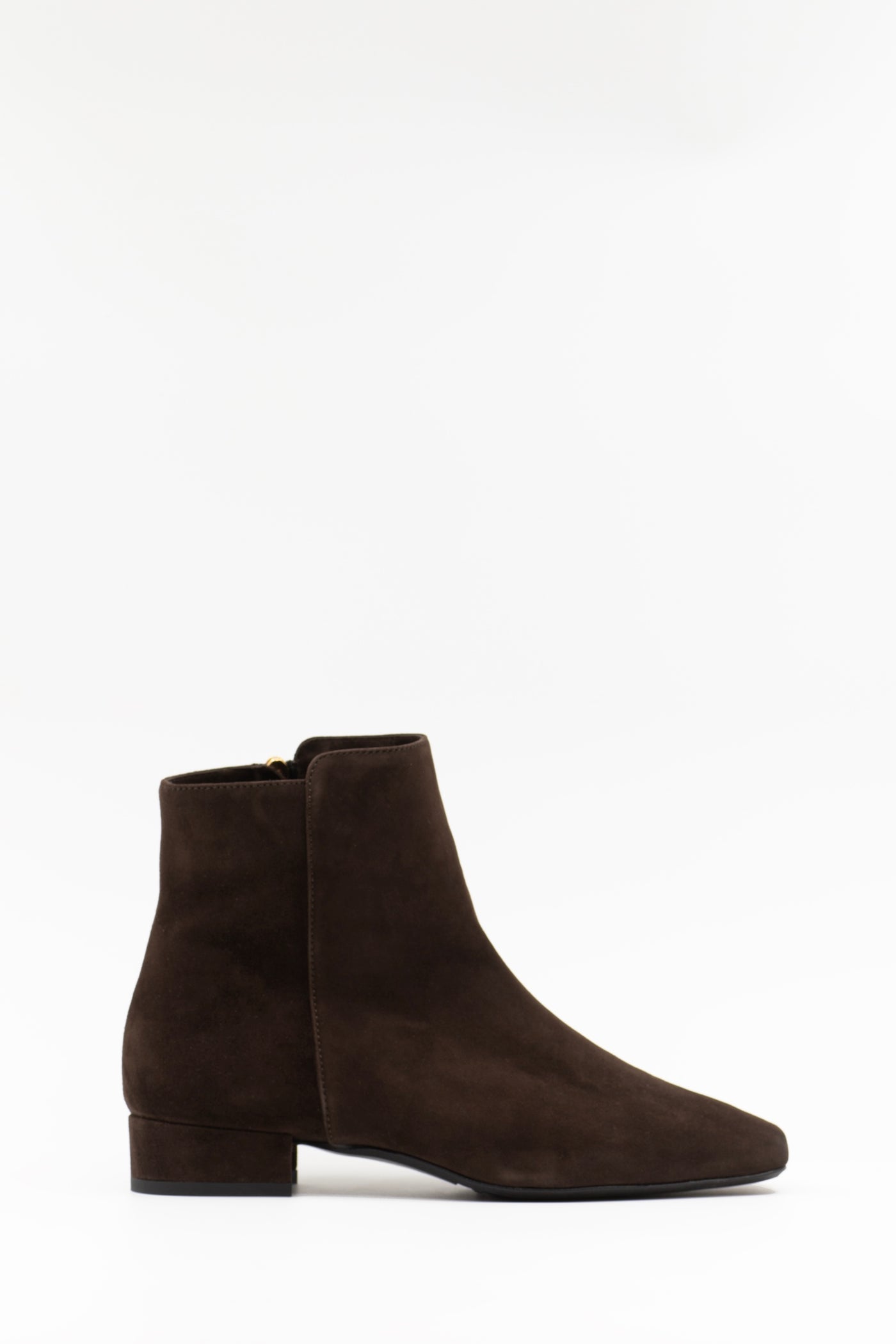 Brown suede ankle boots with square toe