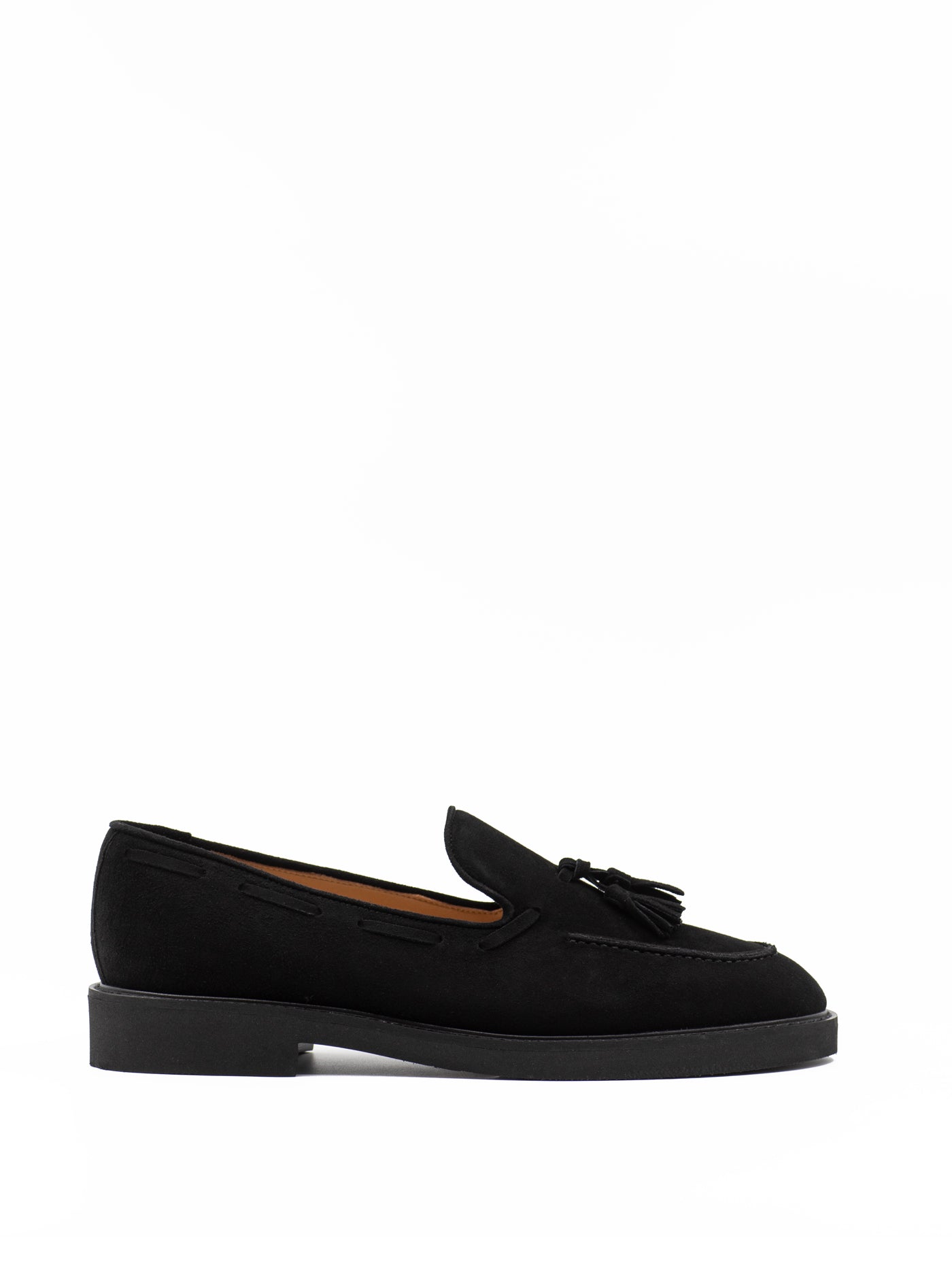 Tassel loafer in black suede leather
