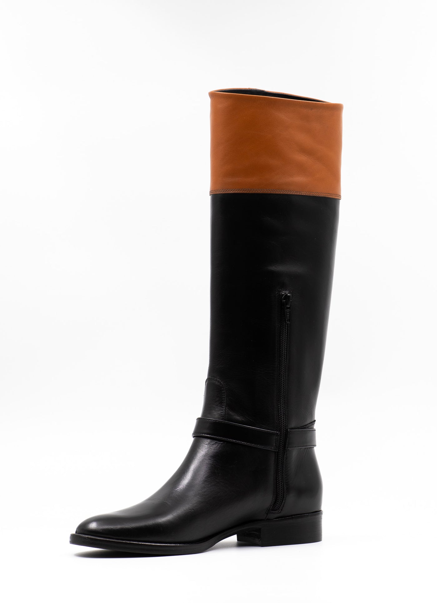 Two-tone knee-high boots