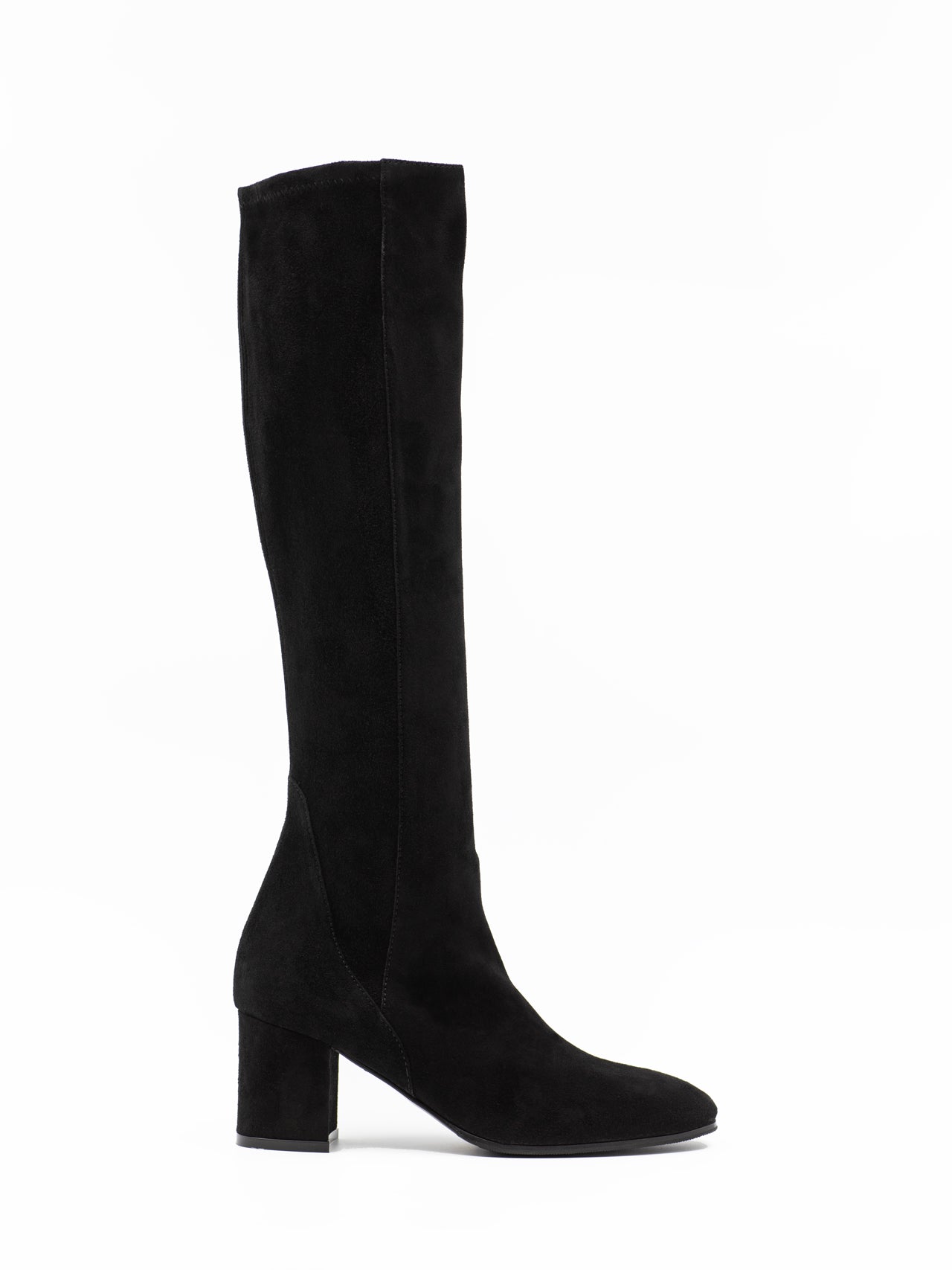 Suede stretch leather boots in black