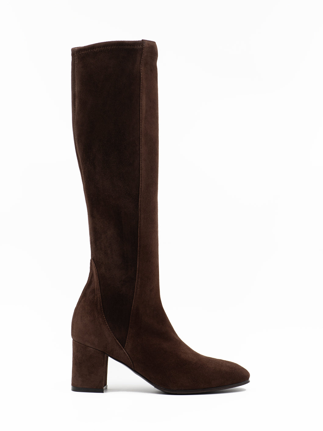 Brown suede stretch boots