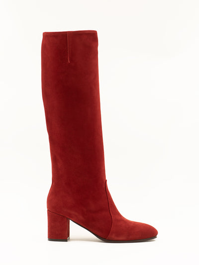 Red suede leather boot
