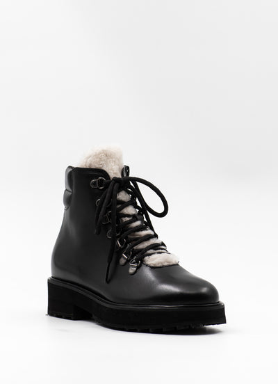 Shearling-Trimmed Ankle Boots