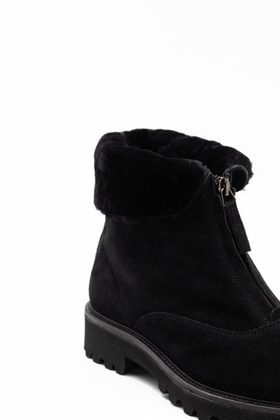 women's black shearling-lined boots