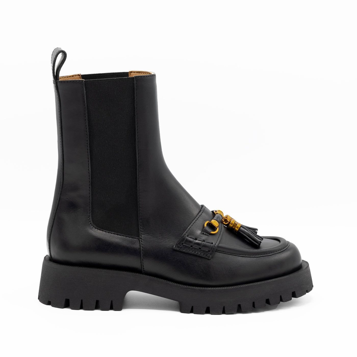 Embellished chunky black chealsea boots