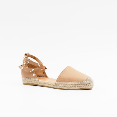 Studded espadrilles in beige leather