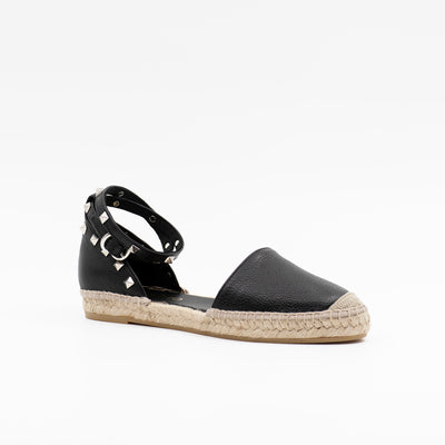 Black espadrilles with silver studs
