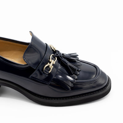 Loafers with apron toes and gold-tone embellishment 