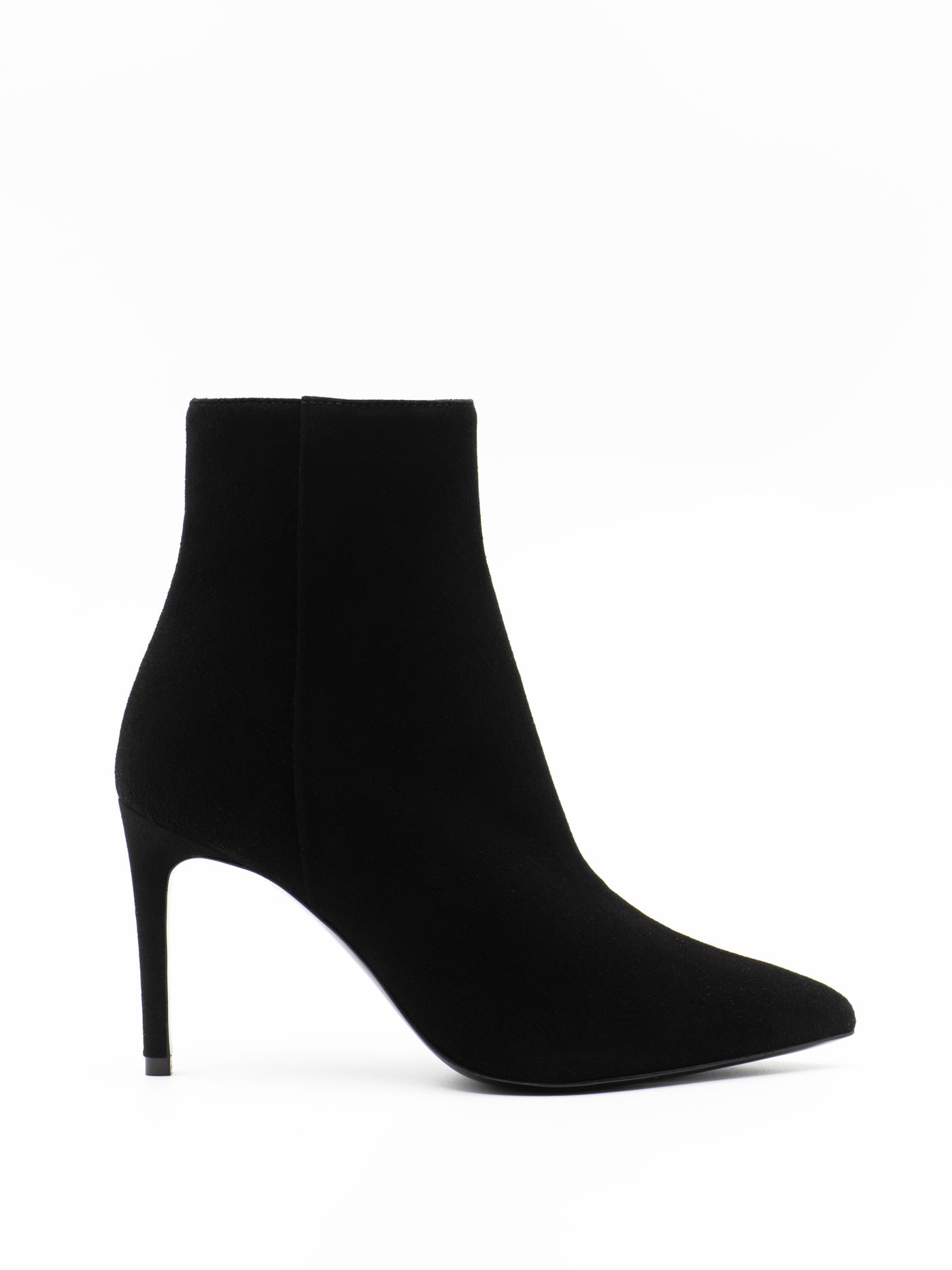 Black suede stiletto ankle boots