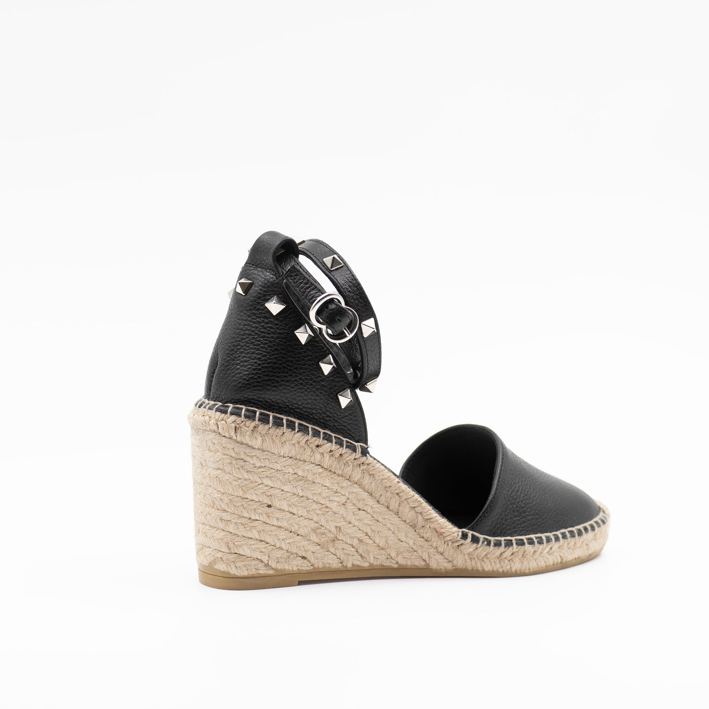Black wedge espadrille with studs
