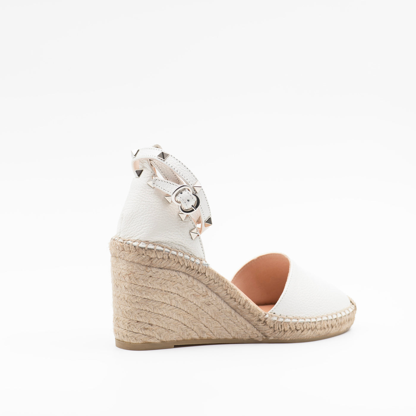 White wedge espadrille with studs