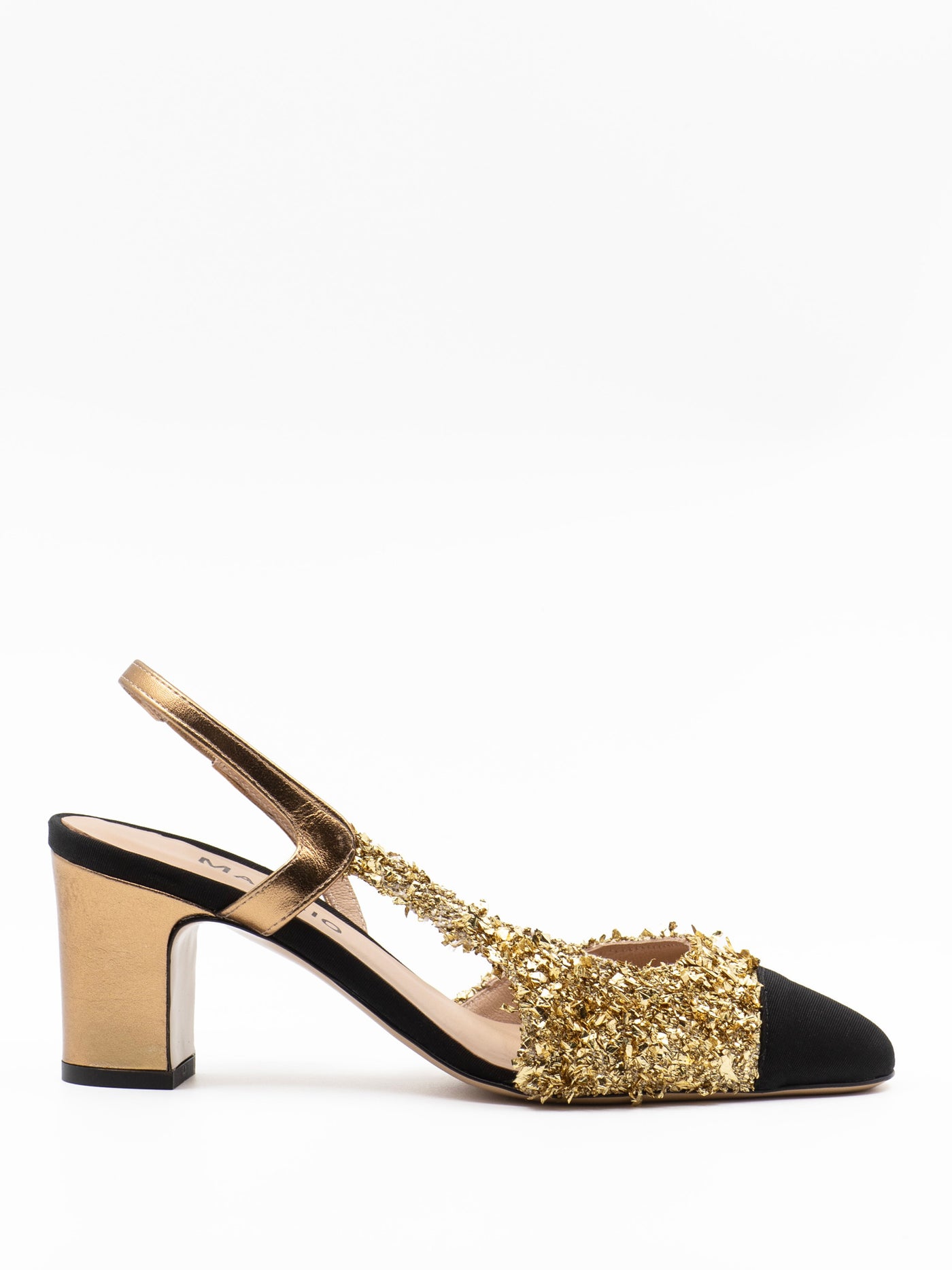Tinsel gold slingback sandals
