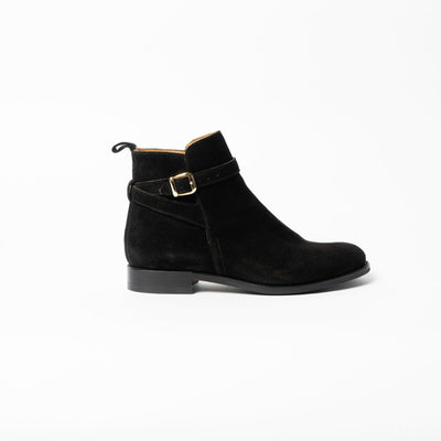 Goodyear Welt Short Ankle Boots in Black Suede Leather