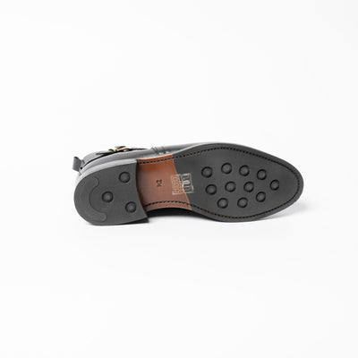 Goodyear Welt Short Ankle Boots in black leather with rubber soles. 