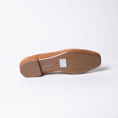 Square-toe Loafers in Cognac Suede