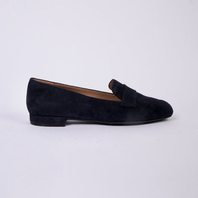 Square-toe Loafers in navy suede