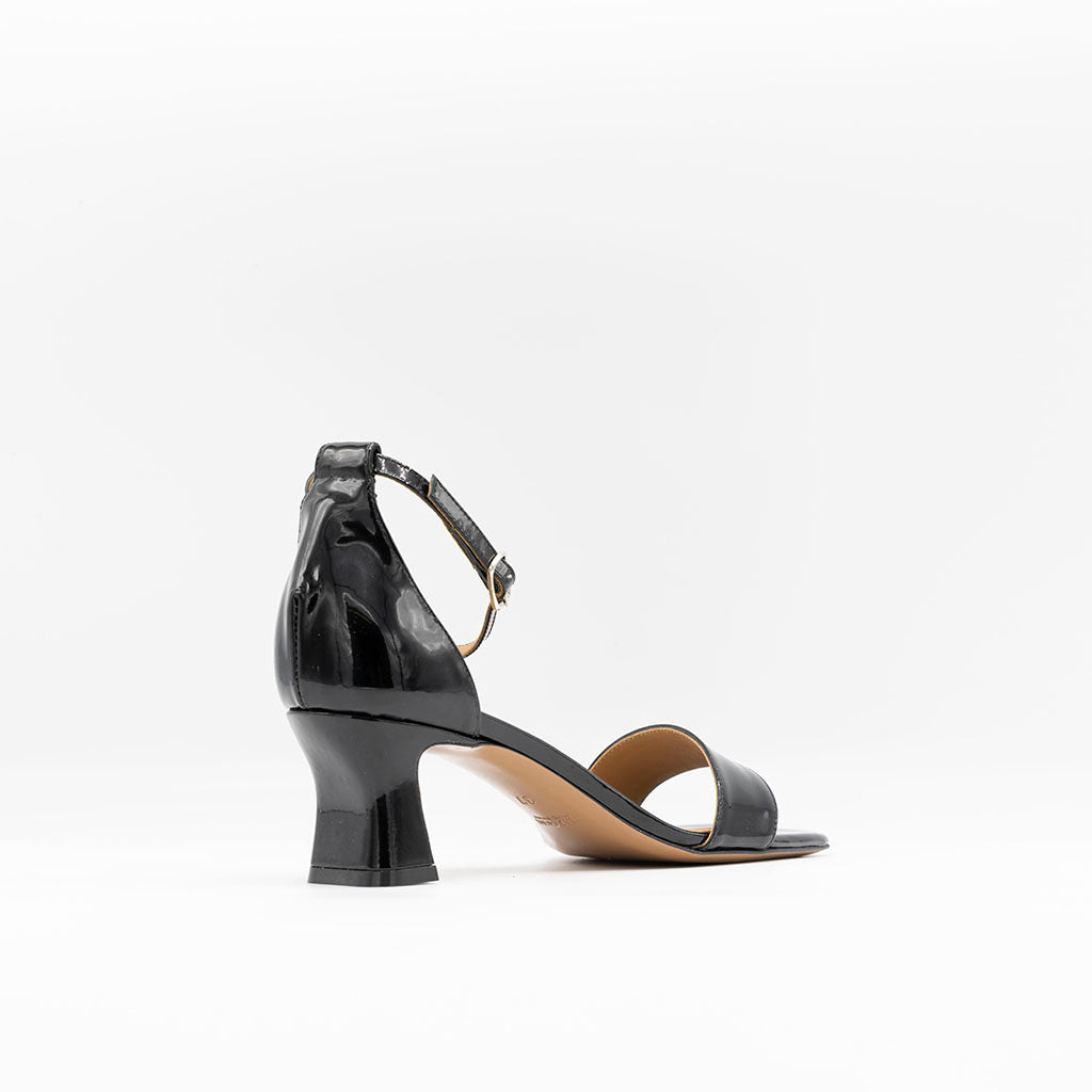 Black patent leather sandals