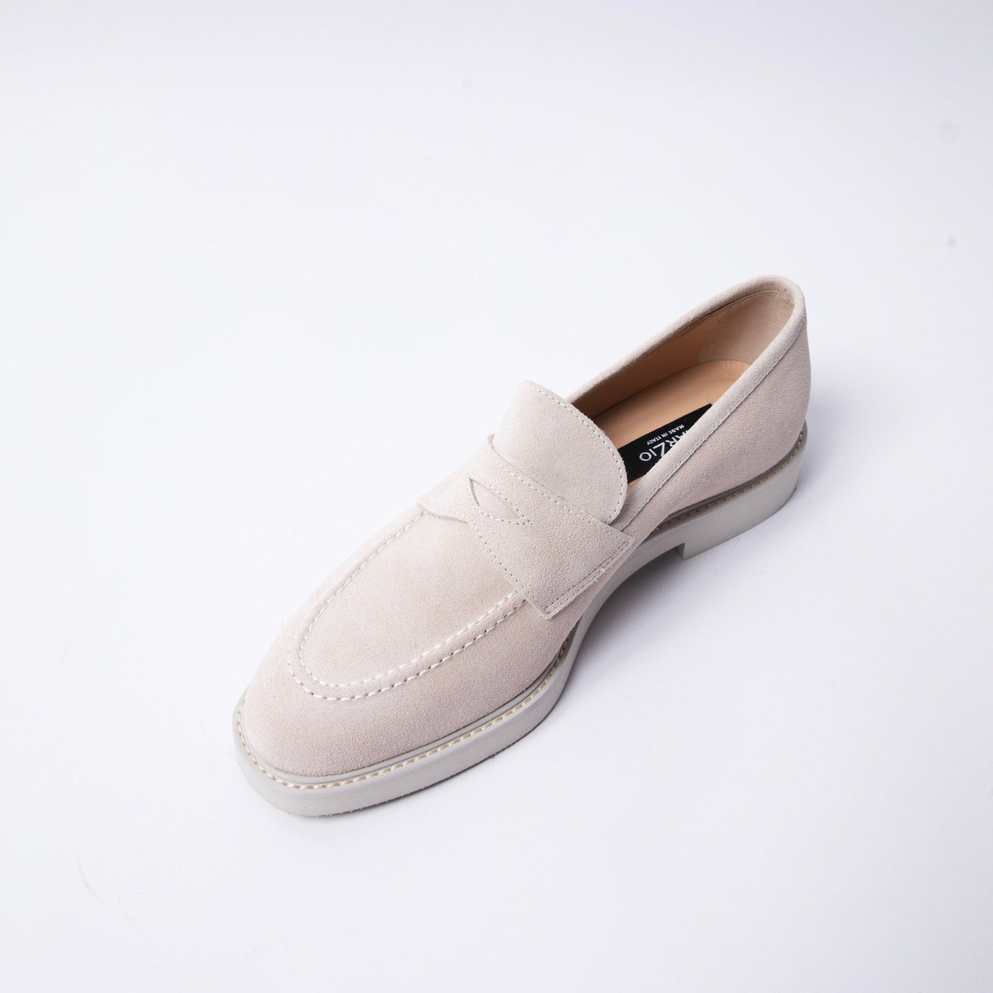 Gomma Penny Loafer in Off-white Suede