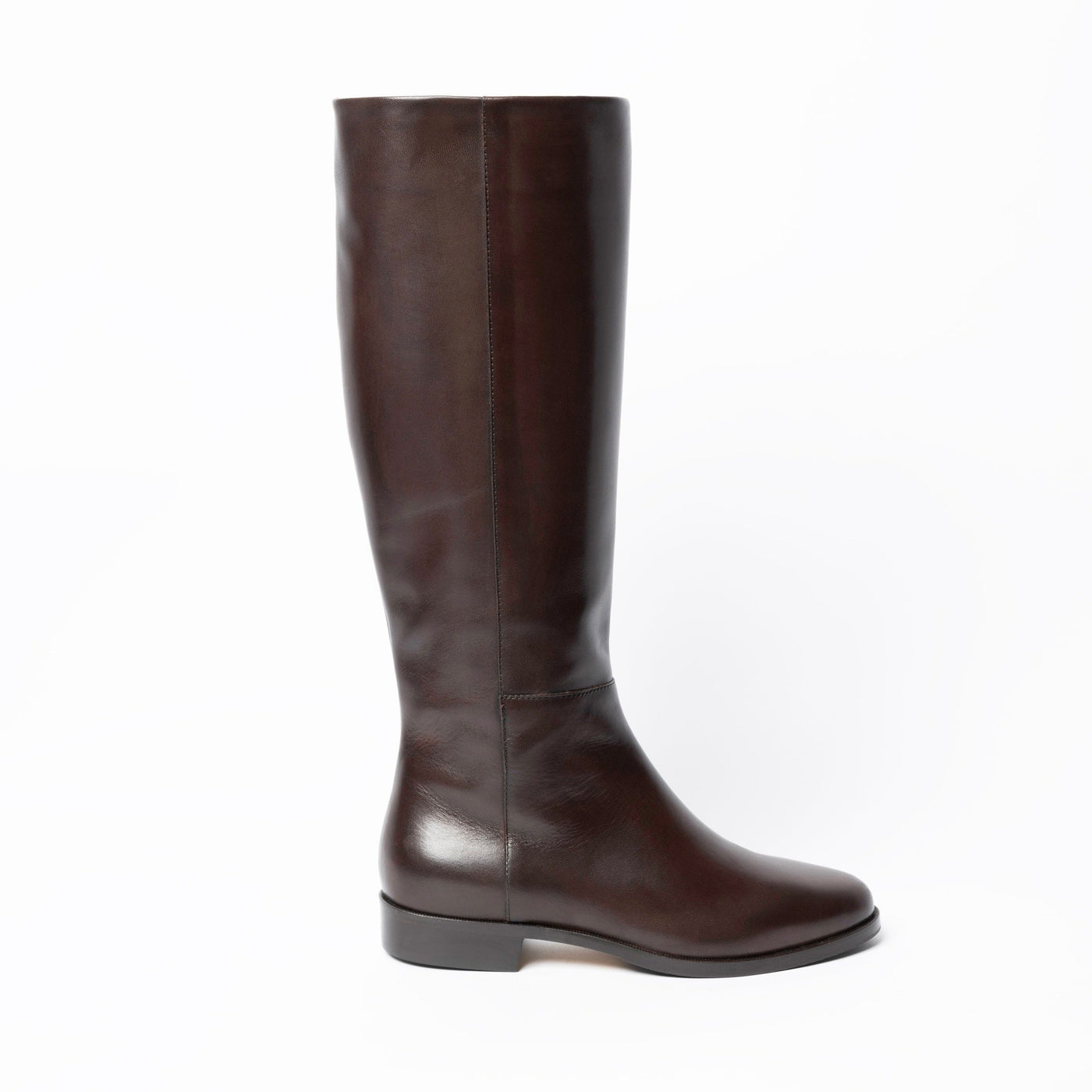 Women's brown leather riding boots. 