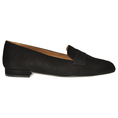Square-toe Loafers in Black Suede leather