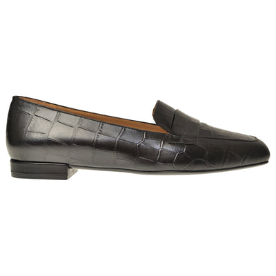 Square-toe Loafers in Black Croco